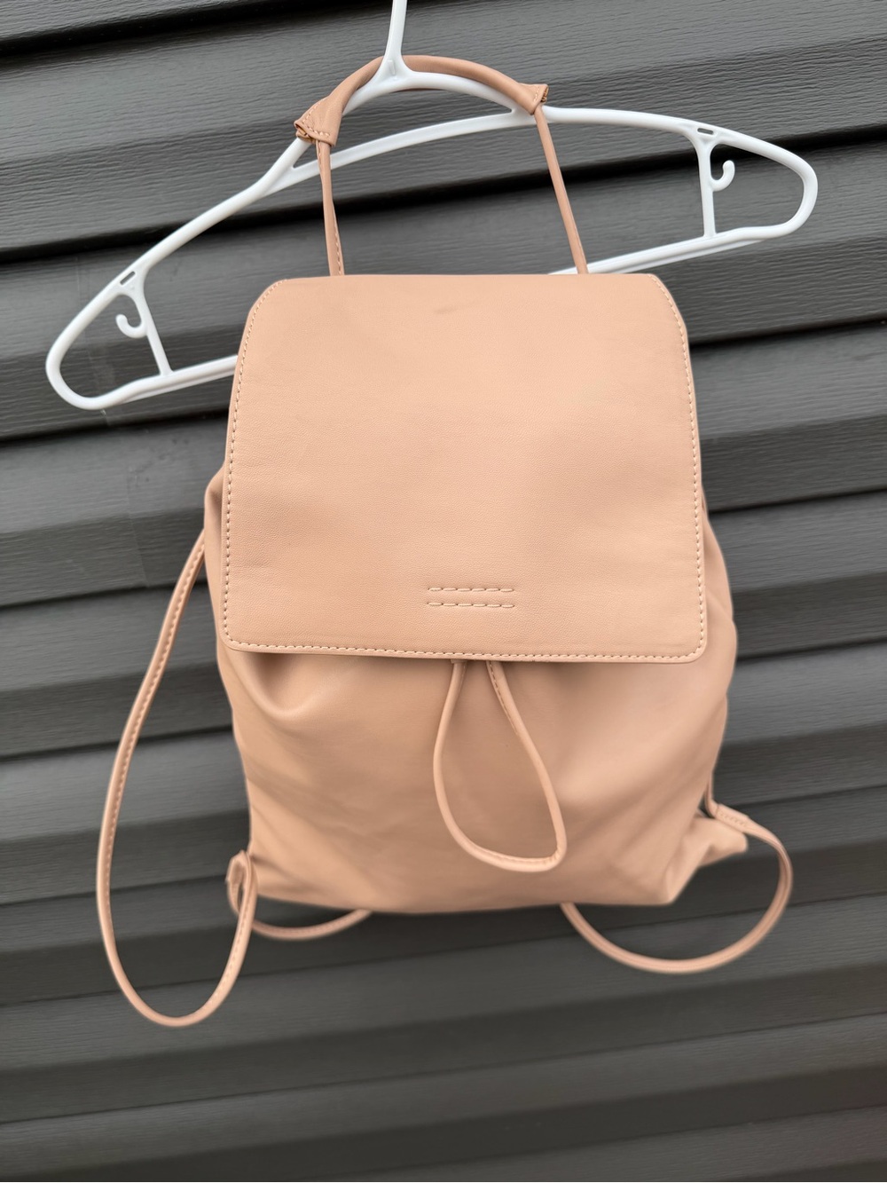 Faux Leather Drawstring Backpack - Blush Pink
